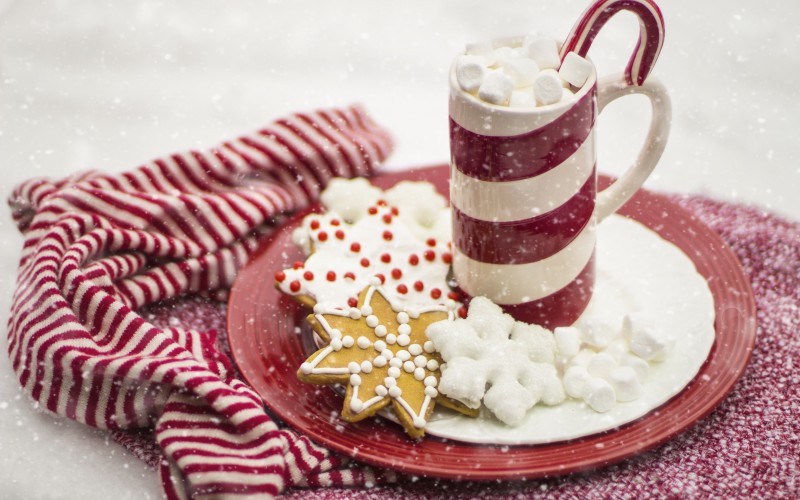 карамельная тросточка, какао, рождество, десерт, горячий шоколад, пряники, печенье, еда, напиток, новый год