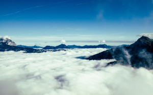mountains, clouds, sky, peaks, mountain range, top, alps, above clouds