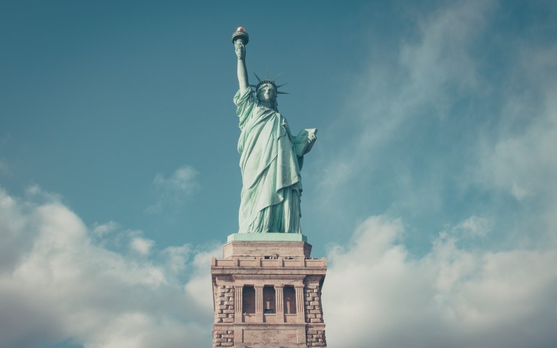 clouds, sky, new york, monument, statue, statue of liberty, tower, landmark, sculpture, liberty, freedom