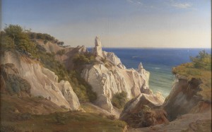 cliffs, painting, art, louis gurlitt, oil, canvas, landscape, nature