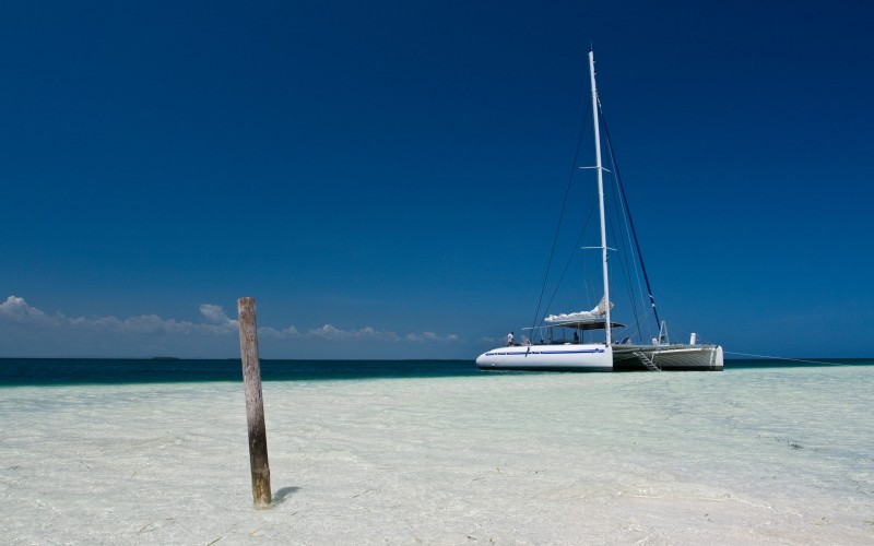 catamaran, boat, cayo blanco island, caribbean, island, cuba, nature, beach, coast, sea, ocean, summer, travel, vacation, blue, nautical vessel, water, sky, tropical, sand, idyllic, tranquil, sailboat, landscape, yacht, sailing ship, vehicles