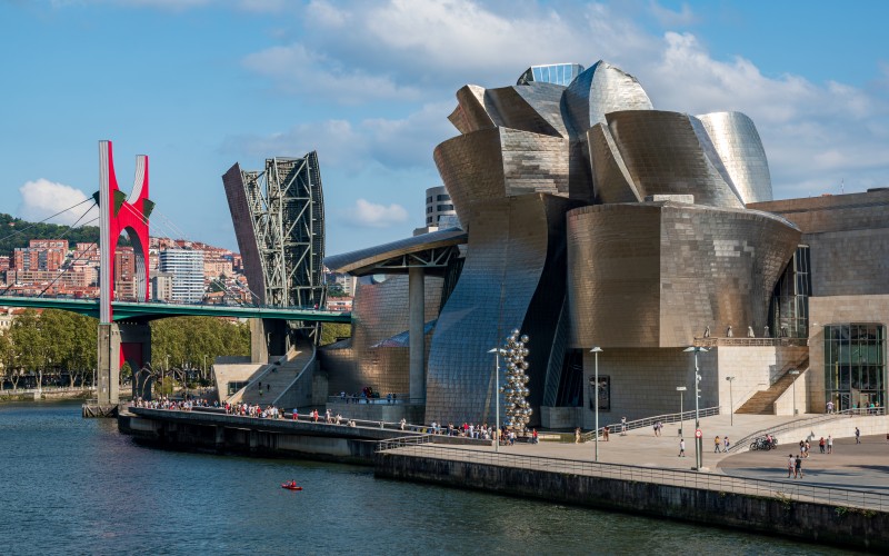 guggenheim museum bilbao, salve bridge, city, architecture, cityscape, landscape, bilbao