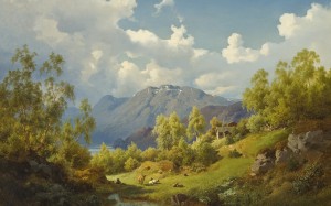 joachim frich, painting, art, landscape, valley, norway, nature, oil, canvas