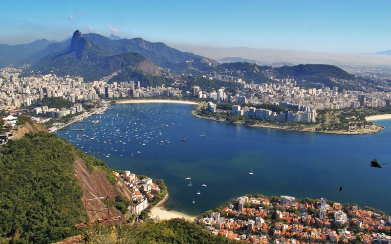 landscape, sea, coast, mountains, town, city, panorama, bay, rio, brasil, exotic, aerial