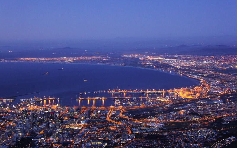 landscape, coast, horizon, skyline, night, view, city, cityscape, panorama, downtown, dusk, evening, capetown, stunning, south africa, aerial, urban, settlement