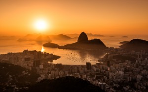 sunrise, rio de janeiro, sugarloaf mountain, tijuca park, landscape, cityscape, city, sea, ocean, coast, mountains