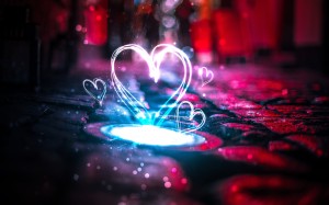 valentine, heart, light, neon, street, blue, purple, darkness, lighting, night, midnight, sign, venue