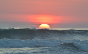 beach, sea, coast, water, ocean, horizon, sky, sunrise, sunset, shore, waves, dawn, dusk, costa rica, landscape, nature