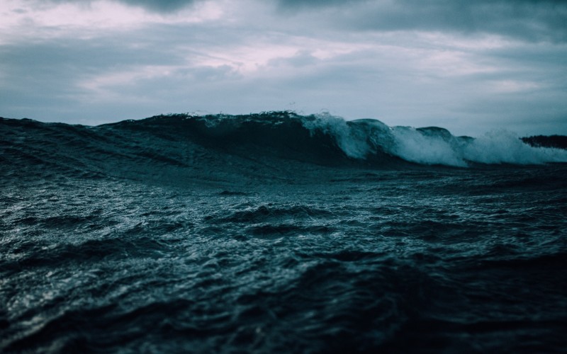 sea, ocean, cloudy, waves, surf, water, wind, waves