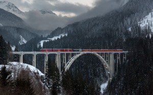 поезд, виадук лангвизер, лангвиз, швейцария, пейзаж, природа, транспортн, железная дорога, зима, горы, лес