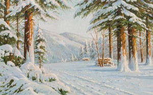 bruno moras, winter, forest, nature, treses, snow, woods, painting, art, landscape, oil, canvas