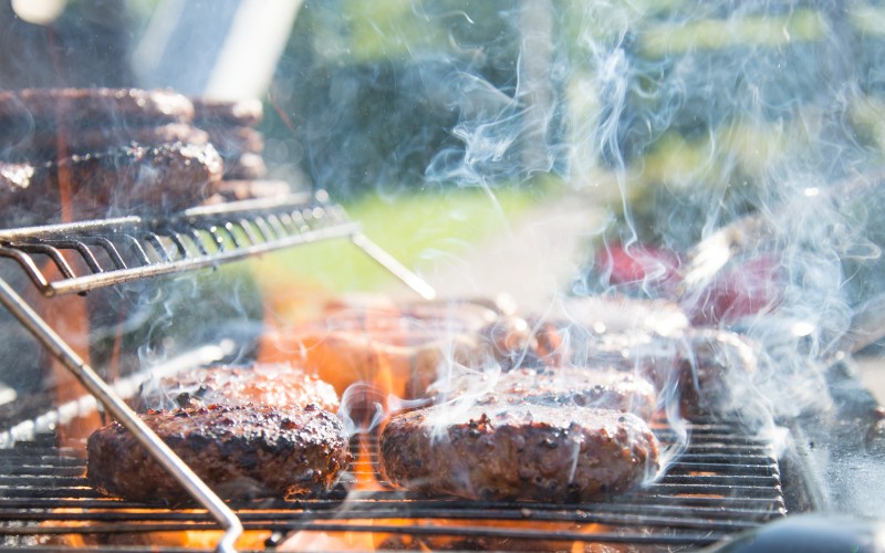 bbq, grill, meat, smoke, fire, barbeque, food, eat