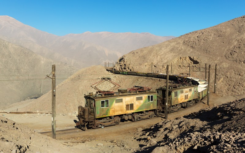 barriles, chile, railway, train, mountains, vehicles
